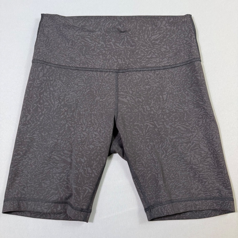 Lululemon Wunder Train HR Shorts 8" Womens 8 Black/Grey Crackle Glaze Gym Run